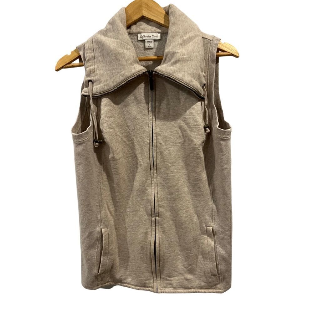 Coldwater Creek Fleece lined zippered tan vest Size M
